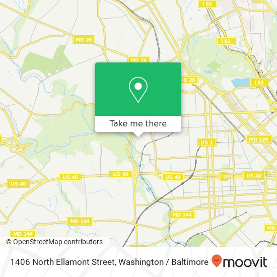 Mapa de 1406 North Ellamont Street, 1406 N Ellamont St, Baltimore, MD 21216, USA