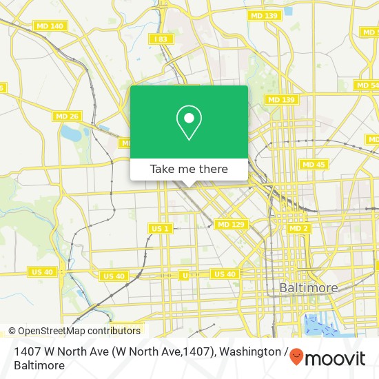 1407 W North Ave (W North Ave,1407), Baltimore, MD 21217 map