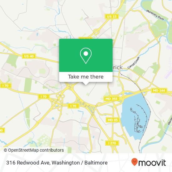 Mapa de 316 Redwood Ave, Frederick, MD 21701
