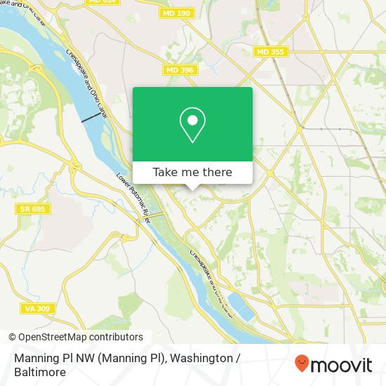 Mapa de Manning Pl NW (Manning Pl), Washington, DC 20016