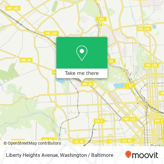 Mapa de Liberty Heights Avenue, Liberty Heights Ave, Baltimore, MD, USA