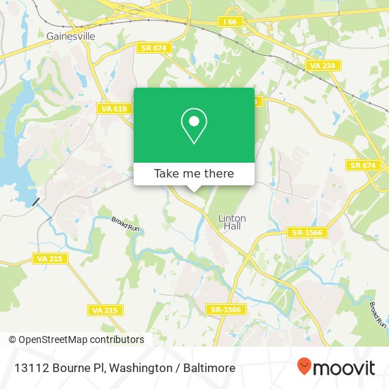 Mapa de 13112 Bourne Pl, Bristow, VA 20136