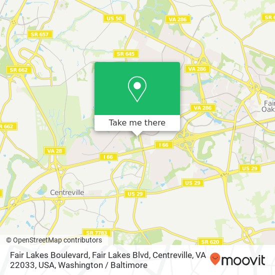 Fair Lakes Boulevard, Fair Lakes Blvd, Centreville, VA 22033, USA map