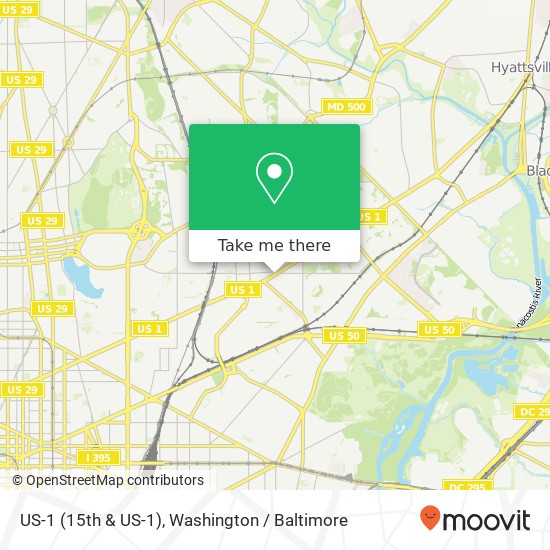 Mapa de US-1 (15th & US-1), Washington (DC), DC 20018