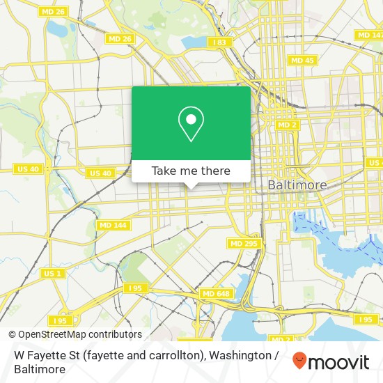Mapa de W Fayette St (fayette and carrollton), Baltimore, MD 21223