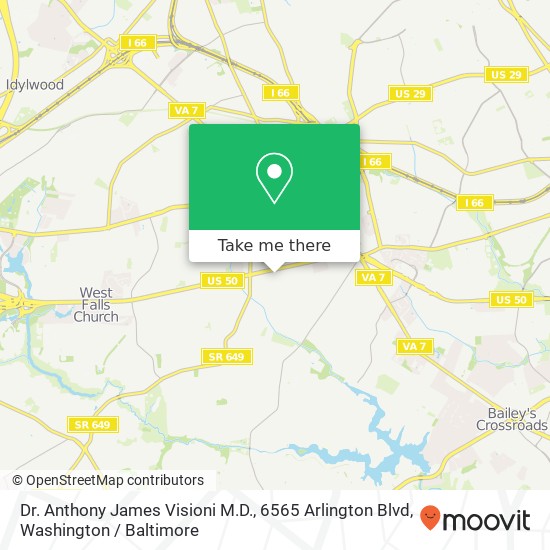 Mapa de Dr. Anthony James Visioni M.D., 6565 Arlington Blvd