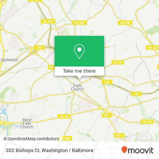 Mapa de 302 Bishops Ct, Falls Church, VA 22046