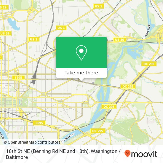 Mapa de 18th St NE (Benning Rd NE and 18th), Washington, DC 20002