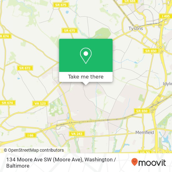 134 Moore Ave SW (Moore Ave), Vienna, VA 22180 map