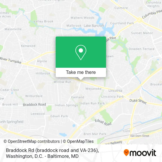 Mapa de Braddock Rd (braddock road and VA-236)