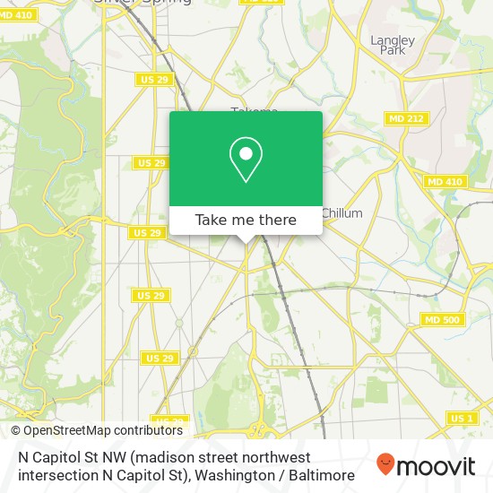 Mapa de N Capitol St NW (madison street northwest intersection N Capitol St), Washington (Washington DC), DC 20011