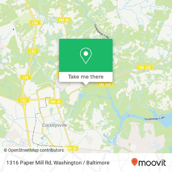 Mapa de 1316 Paper Mill Rd, Cockeysville, MD 21030