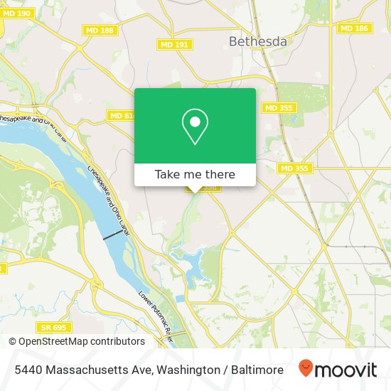 Mapa de 5440 Massachusetts Ave, Bethesda, MD 20816