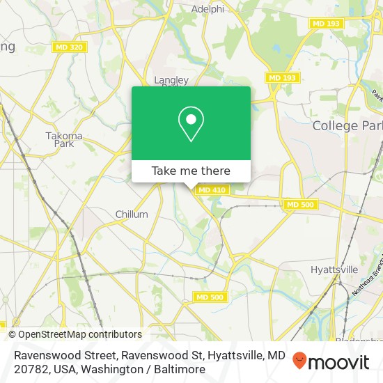 Mapa de Ravenswood Street, Ravenswood St, Hyattsville, MD 20782, USA