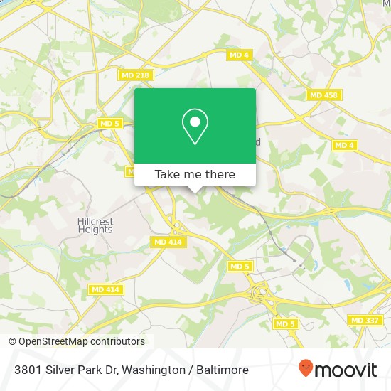 Mapa de 3801 Silver Park Dr, Suitland, MD 20746