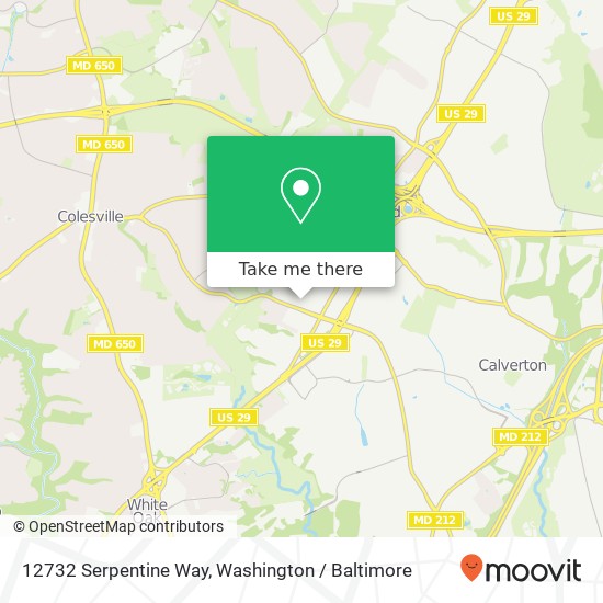 Mapa de 12732 Serpentine Way, Silver Spring, MD 20904