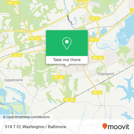 Mapa de 518 T Ct, Edgewood, MD 21040