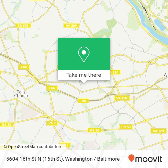 Mapa de 5604 16th St N (16th St), Arlington, VA 22205