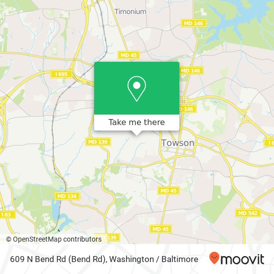 Mapa de 609 N Bend Rd (Bend Rd), Towson, MD 21204