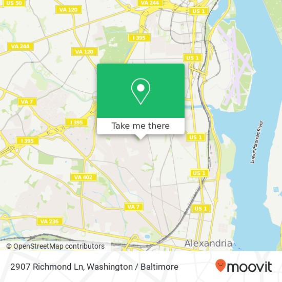 Mapa de 2907 Richmond Ln, Alexandria, VA 22305