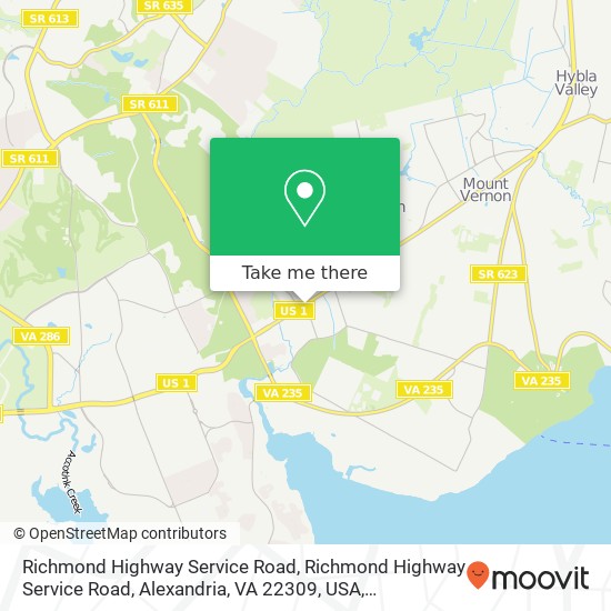 Mapa de Richmond Highway Service Road, Richmond Highway Service Road, Alexandria, VA 22309, USA