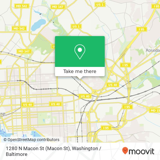 Mapa de 1280 N Macon St (Macon St), Baltimore, MD 21205