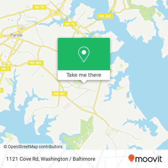 Mapa de 1121 Cove Rd, Annapolis, MD 21403