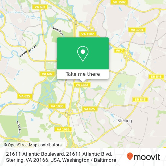 Mapa de 21611 Atlantic Boulevard, 21611 Atlantic Blvd, Sterling, VA 20166, USA