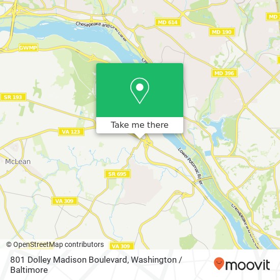 Mapa de 801 Dolley Madison Boulevard, 801 Dolley Madison Blvd, McLean, VA 22101, USA