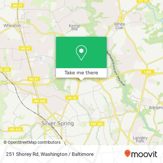 Mapa de 251 Shorey Rd, Silver Spring, MD 20901