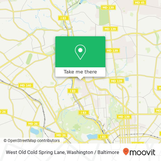 West Old Cold Spring Lane, W Old Cold Spring Ln, Baltimore, MD 21209, USA map