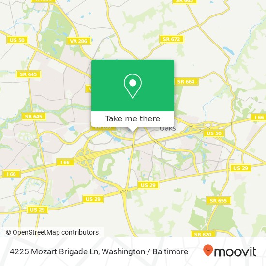 Mapa de 4225 Mozart Brigade Ln, Fairfax, VA 22033