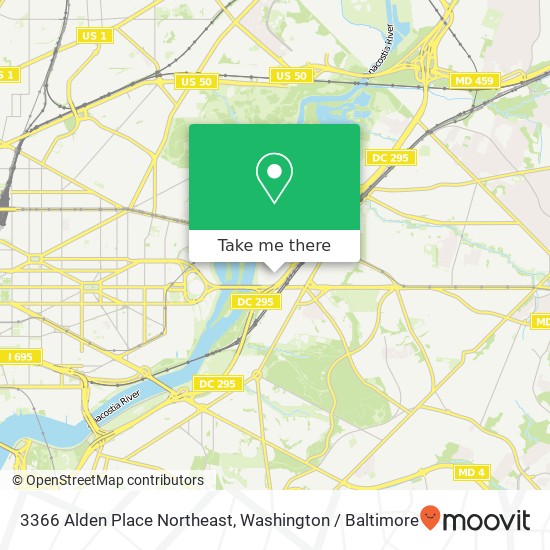 Mapa de 3366 Alden Place Northeast, 3366 Alden Pl NE, Washington, DC 20019, USA