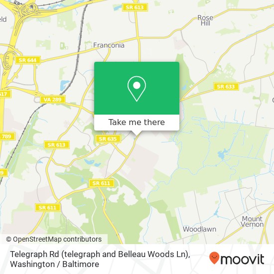 Mapa de Telegraph Rd (telegraph and Belleau Woods Ln), Alexandria, VA 22315