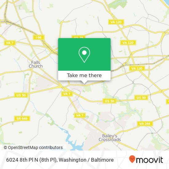 Mapa de 6024 8th Pl N (8th Pl), Arlington, VA 22205