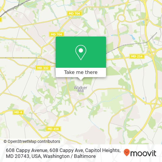 Mapa de 608 Cappy Avenue, 608 Cappy Ave, Capitol Heights, MD 20743, USA