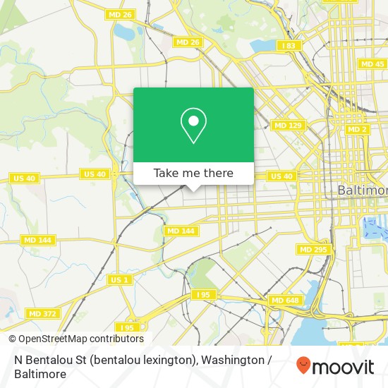 Mapa de N Bentalou St (bentalou lexington), Baltimore, MD 21223