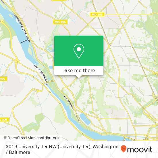Mapa de 3019 University Ter NW (University Ter), Washington (WASHINGTON), DC 20016