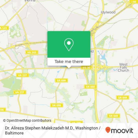 Dr. Alireza Stephen Malekzadeh M.D., 8501 Arlington Blvd map