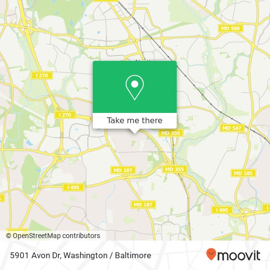 Mapa de 5901 Avon Dr, Bethesda, MD 20814