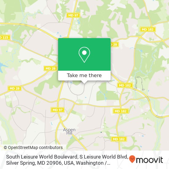 Mapa de South Leisure World Boulevard, S Leisure World Blvd, Silver Spring, MD 20906, USA