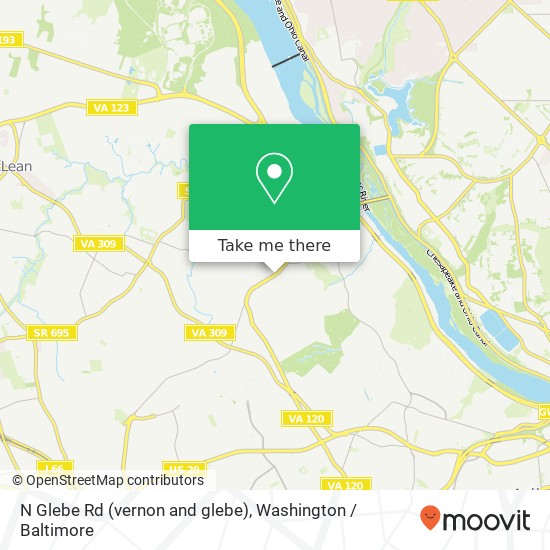 Mapa de N Glebe Rd (vernon and glebe), Arlington, VA 22207