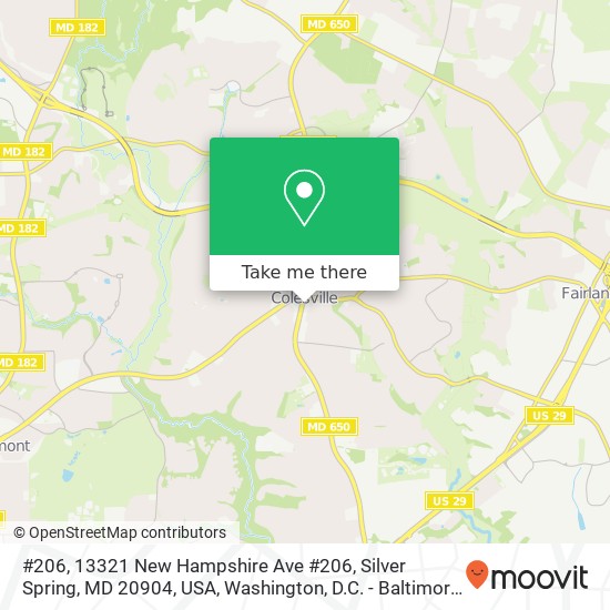 Mapa de #206, 13321 New Hampshire Ave #206, Silver Spring, MD 20904, USA