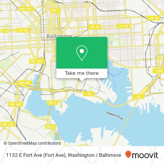 Mapa de 1132 E Fort Ave (Fort Ave), Baltimore, MD 21230