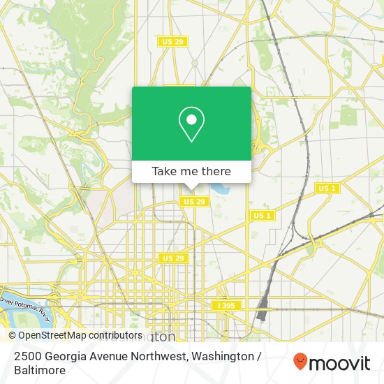 2500 Georgia Avenue Northwest, 2500 Georgia Ave NW, Washington, DC 20001, USA map