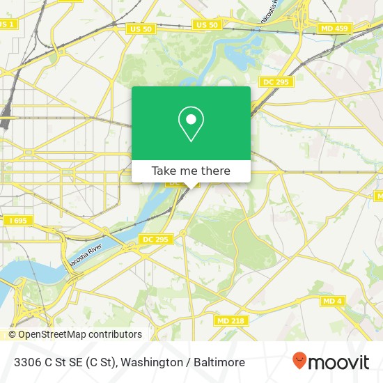 Mapa de 3306 C St SE (C St), Washington, DC 20019