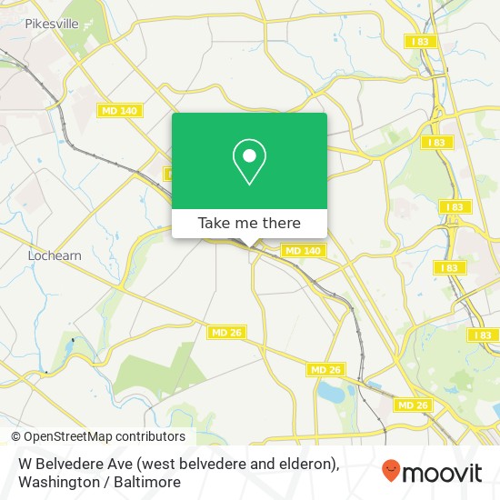Mapa de W Belvedere Ave (west belvedere and elderon), Baltimore, MD 21215
