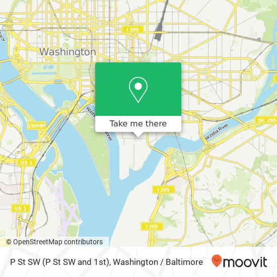 P St SW (P St SW and 1st), Washington, DC 20024 map