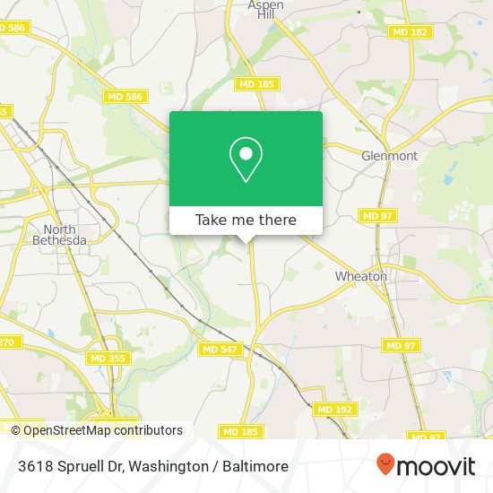 Mapa de 3618 Spruell Dr, Silver Spring, MD 20902