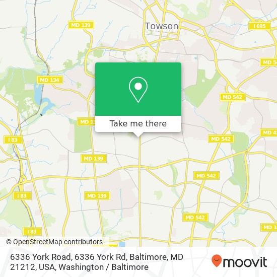 Mapa de 6336 York Road, 6336 York Rd, Baltimore, MD 21212, USA